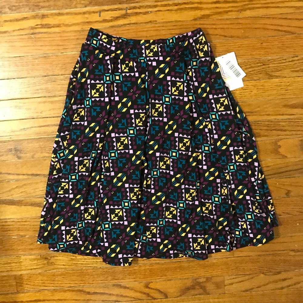 LuLaRoe Madison skirt Sz XS Aztec multicolor NWT